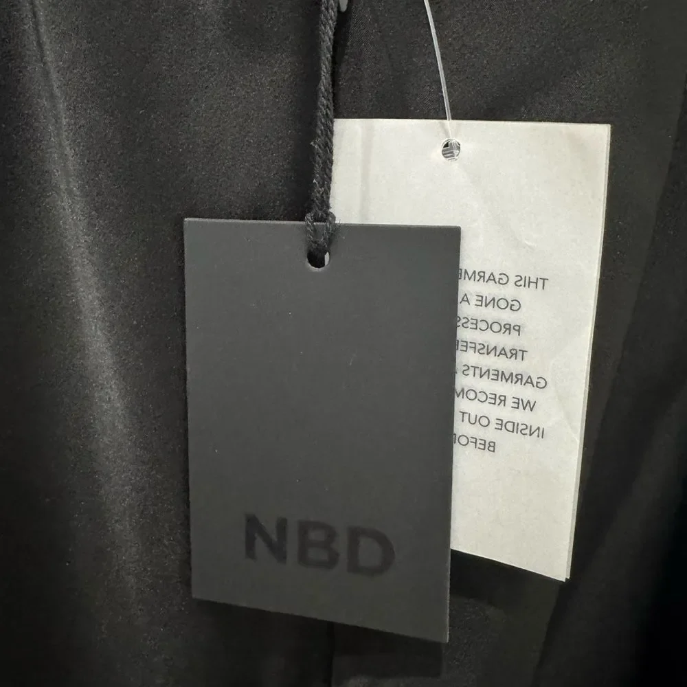 NWT NBD Brigitta Satin Lace Midi Dress in Black - Picture 8 of 10